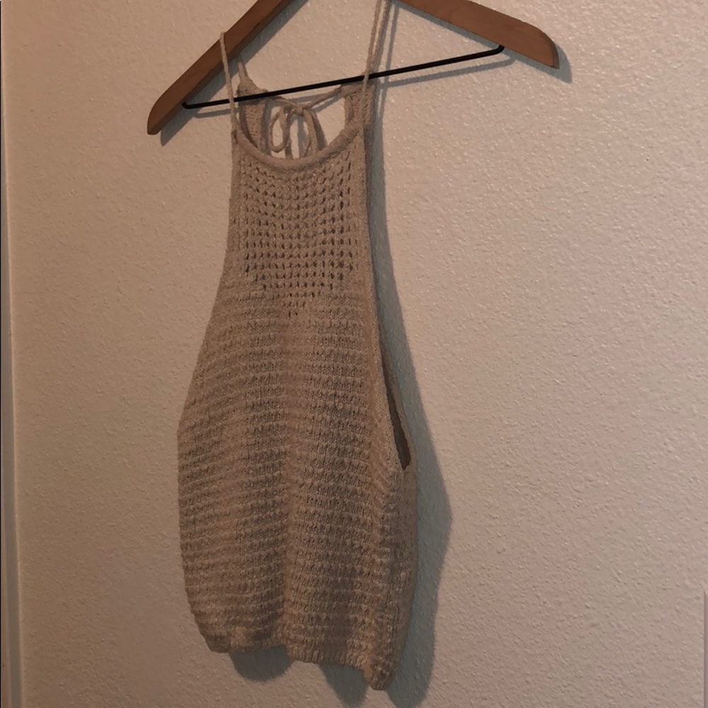 Hollister crochet tan halter crop